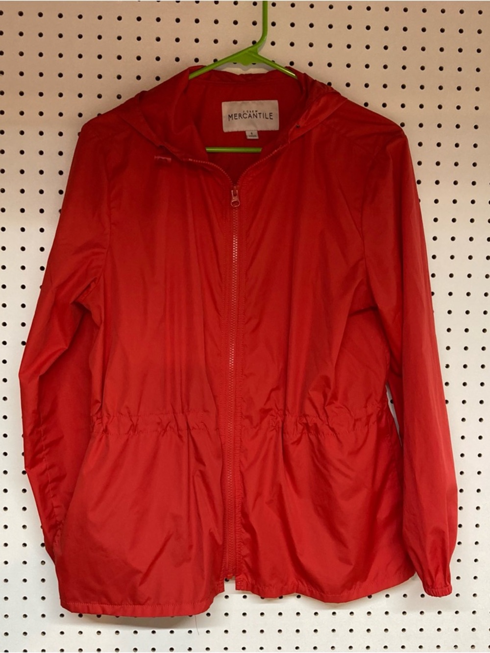 Women’s S Red Hooded Utility Windbreaker Jacket full zip cinch waist & wrist